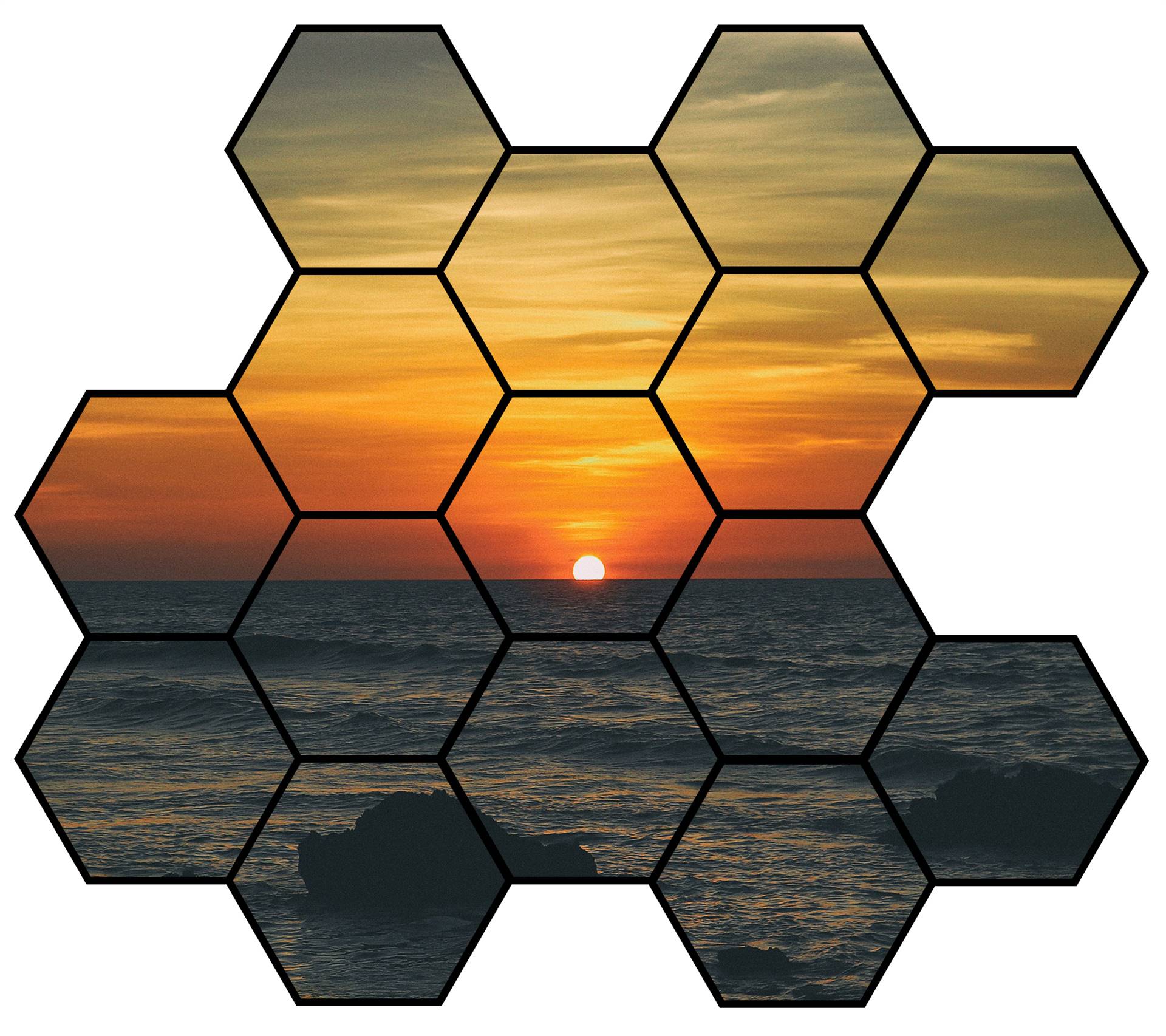 Sunset made of hexagons